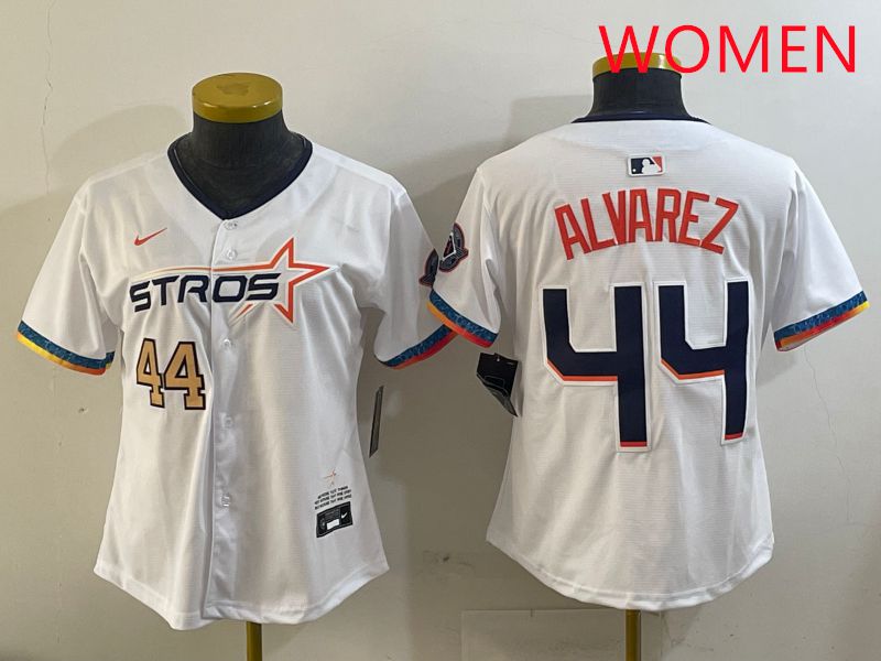 Women Houston Astros #44 Alvarez White Fourth generation Joint Name 2025 Nike MLB Jersey style 6->women mlb jersey->Women Jersey
